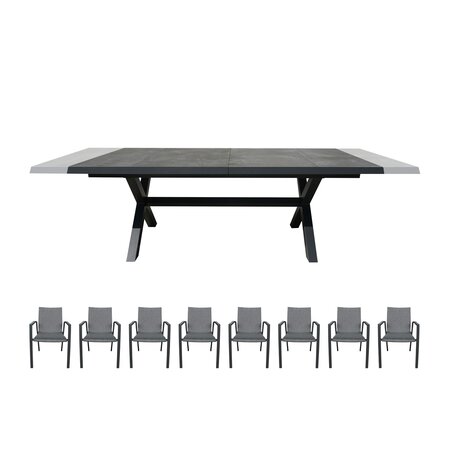 Alora uitschuifbare dining set voor 8 personen - afbeelding 1