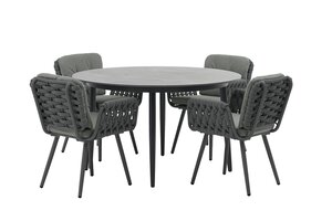 Bente dining set rond zwart voor 4 personen - afbeelding 1