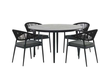 Bo dining set rond zwart voor 4 personen - afbeelding 1