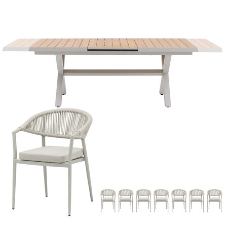 Bo uitschuifbare dining set zand voor 8 personen - afbeelding 1