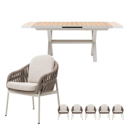 Doha uitschuifbare dining set voor 6 personen - afbeelding 1