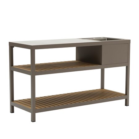 Ease Up® Bolzano buitenkeuken kast met spoelbak 2-laags 160 x 60 x H95cm espresso - afbeelding 1