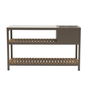 Ease Up® Bolzano buitenkeuken kast met spoelbak 2-laags 160 x 60 x H95cm espresso - afbeelding 2