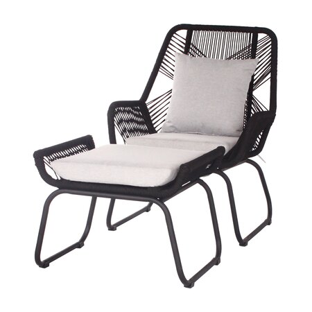 Ease Up® Napoli loungestoel met voetensteun zwart - afbeelding 1