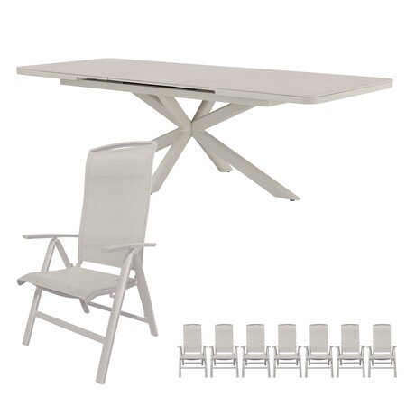 La Palma uitschuifbare dining set zand voor 8 personen - afbeelding 1