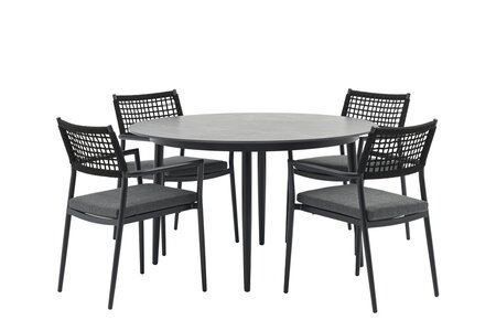 Liv dining set rond zwart voor 4 personen - afbeelding 1