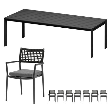 Liv diningset zwart voor 8 personen - afbeelding 1