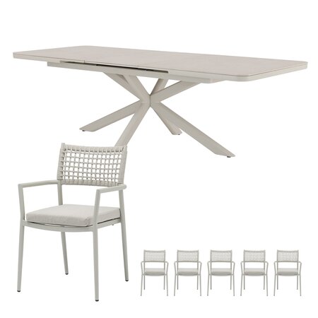 Liv uitschuifbare dining set zand voor 8 personen - afbeelding 1