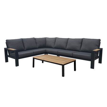 Memphis hoek loungeset met teakhouten tafelblad - afbeelding 1