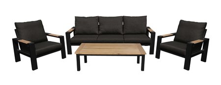 Memphis loungeset met teakhouten tafelblad - afbeelding 1