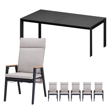 Portland dining set hoog voor 6 personen (alu) - afbeelding 1