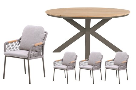 Royal seasons® Bari ronde dining set voor 4 personen - afbeelding 1
