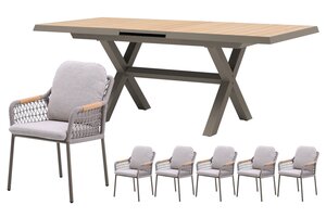 Royal seasons® Bari uitschuifbare dining set voor 6 personen - afbeelding 1