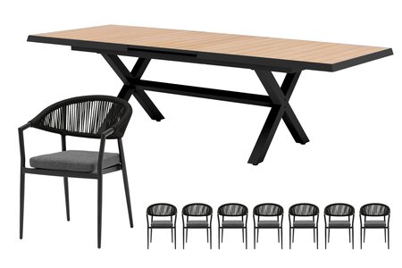 Royal seasons® Bo/Bahia uitschuifbare dining set voor 8 personen - afbeelding 1