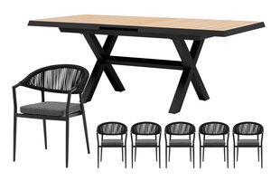 Royal seasons® Bo uitschuifbare dining set voor 6 personen - afbeelding 1