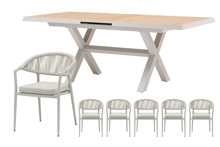 Royal seasons® Bo uitschuifbare dining set voor 6 personen - afbeelding 1
