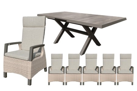 Royal seasons® Costa uitschuifbare dining set voor 6 personen - afbeelding 1