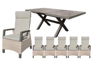 Royal seasons® Costa uitschuifbare dining set voor 6 personen - afbeelding 1
