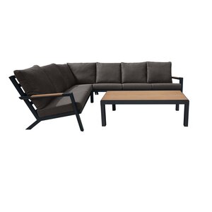 Royal seasons® Detroit hoek loungeset met teakhouten tafelblad - afbeelding 1