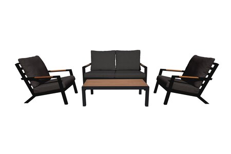 Royal seasons® Detroit loungeset met 2-zitsbank met teakhouten tafelblad - afbeelding 1