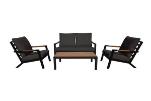 Royal seasons® Detroit loungeset met 2-zitsbank met teakhouten tafelblad - afbeelding 1
