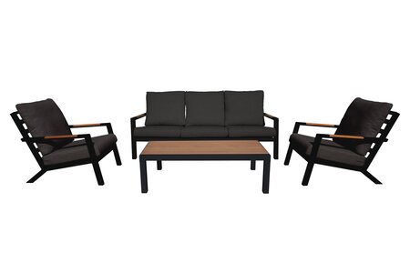 Royal seasons® Detroit loungeset met 3-zitsbank met teakhouten tafelblad - afbeelding 1