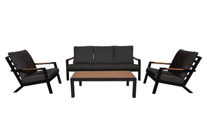 Royal seasons® Detroit loungeset met 3-zitsbank met teakhouten tafelblad - afbeelding 1