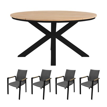 Royal seasons® Detroit ronde dining set voor 4 personen - afbeelding 1