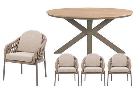 Royal seasons® Doha ronde dining set voor 4 personen - afbeelding 1