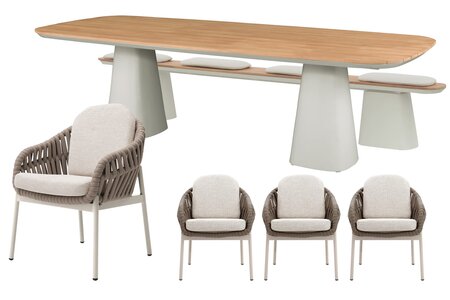 Royal seasons® Doha stoel-bank dining set voor 8 personen - afbeelding 1