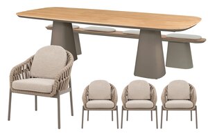 Royal seasons® Doha stoel-bank dining set voor 8 personen