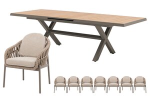 Royal seasons® Doha uitschuifbare dining set voor 8 personen