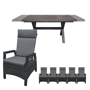 Royal seasons® Fabio uitschuifbare dining set voor 6 personen