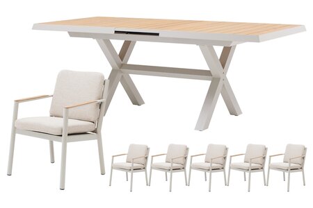 Royal seasons® Las Palmas uitschuifbare dining set voor 6 personen - afbeelding 1