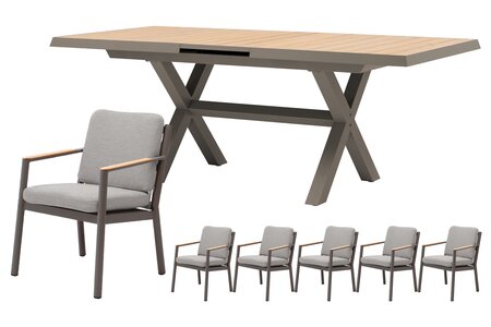 Royal seasons® Las Palmas uitschuifbare dining set voor 6 personen - afbeelding 1