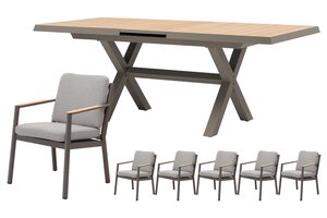Royal seasons® Las Palmas uitschuifbare dining set voor 6 personen - afbeelding 1