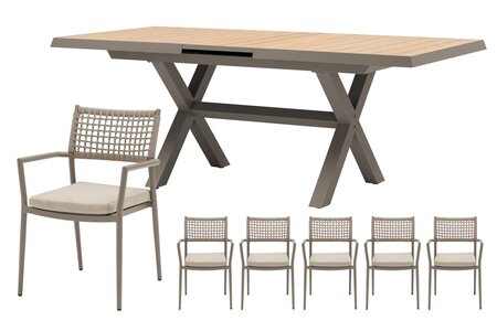 Royal seasons® Liv uitschuifbare dining set voor 6 personen - afbeelding 1