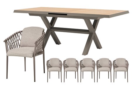 Royal seasons® Miami uitschuifbare dining set voor 6 personen - afbeelding 1