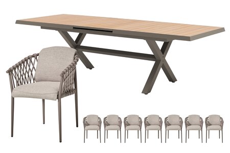 Royal seasons® Miami uitschuifbare dining set voor 8 personen - afbeelding 1