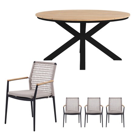 Royal seasons® Portland low dining set rond voor 4 personen - afbeelding 1