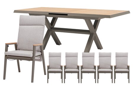 Royal seasons® Portland uitschuifbare dining set voor 6 personen - afbeelding 1
