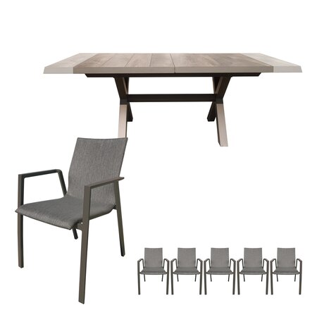 Royal seasons® Sevilla uitschuifbare dining set voor 6 personen - afbeelding 1