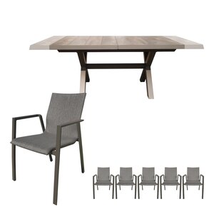Royal seasons® Sevilla uitschuifbare dining set voor 6 personen