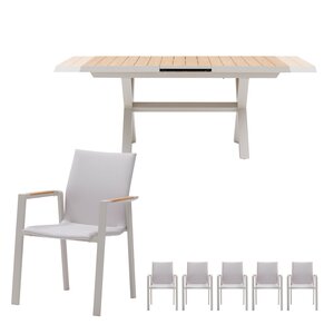 Royal seasons® Solare uitschuifbare dining set voor 6 personen